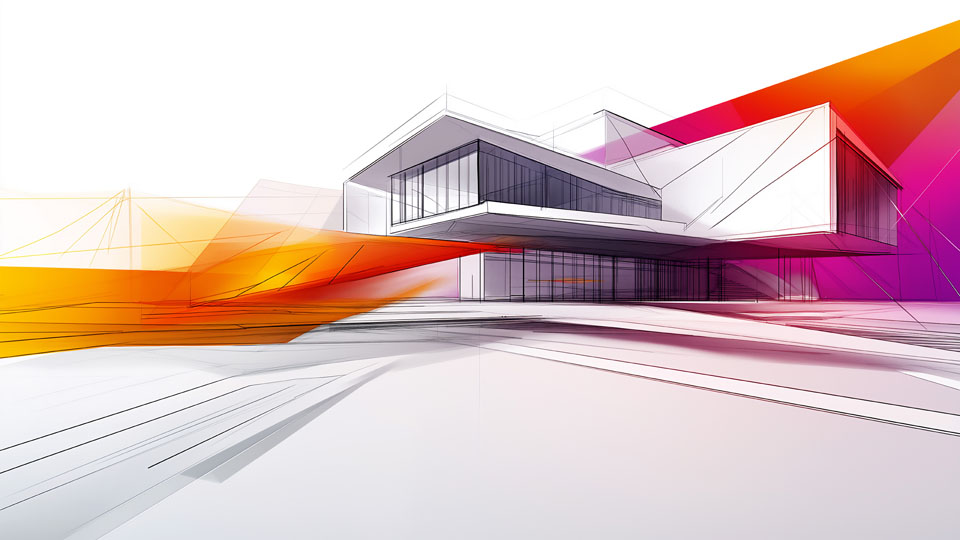 Modern architecture with angular lines and colors
