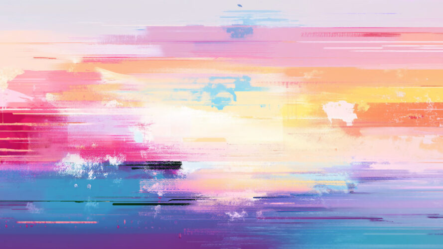 digital glitch effect with pastel textures