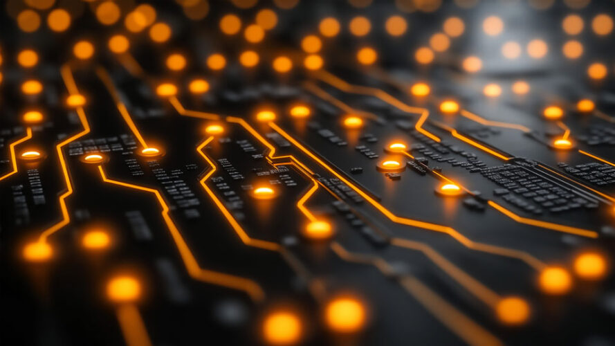 Technology innovation with yellow glow