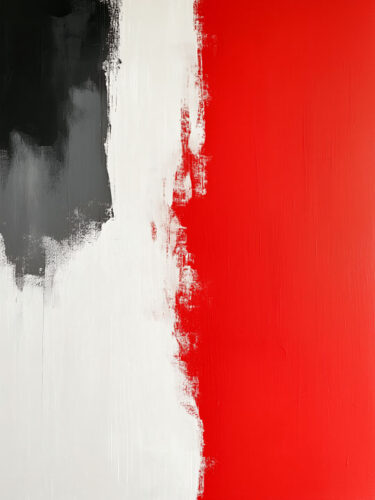 Minimalist red and white abstract painting