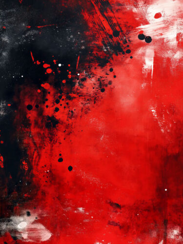 Abstract red night sky painting with fog and stars