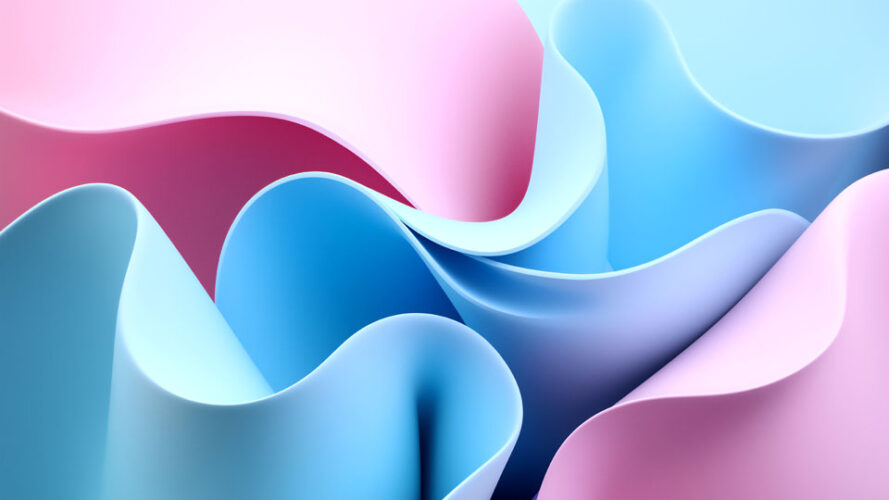 Pastel background with wavy shapes in blue and pink