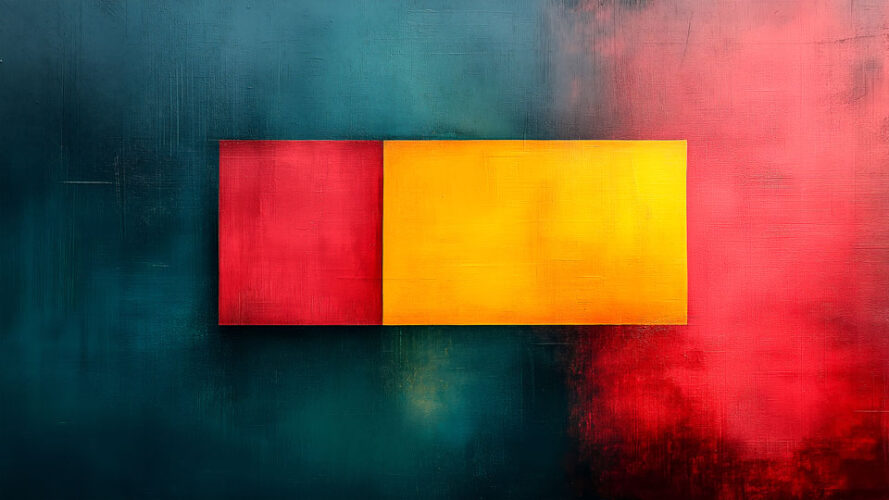 Abstract red and yellow rectangles on a blue background