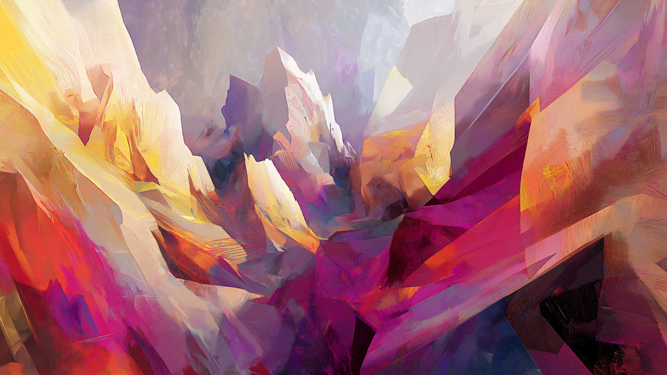 Sunset over melting icebergs in the Arctic