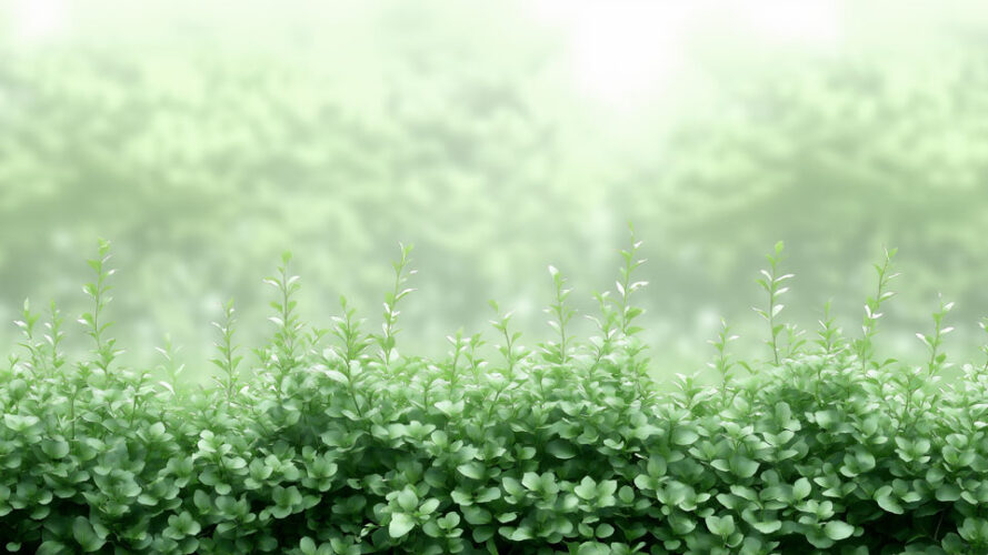 Fresh and serene green nature backdrop with blurred hedges