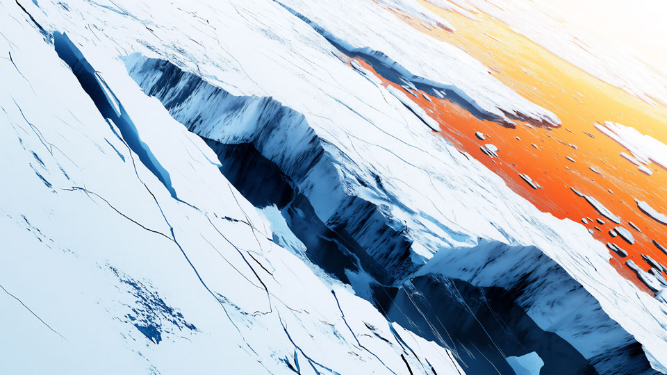 Abstract view of melting glaciers in the Arctic