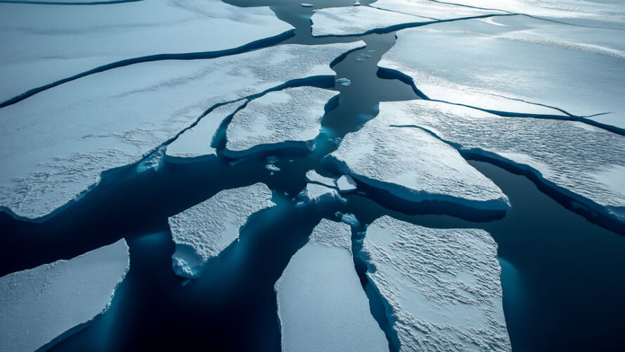 Arctic ice landscape from above