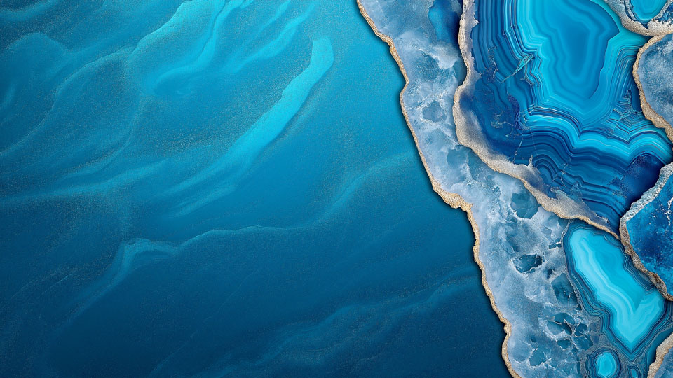 Blue gradient background with golden highlights and agate texture