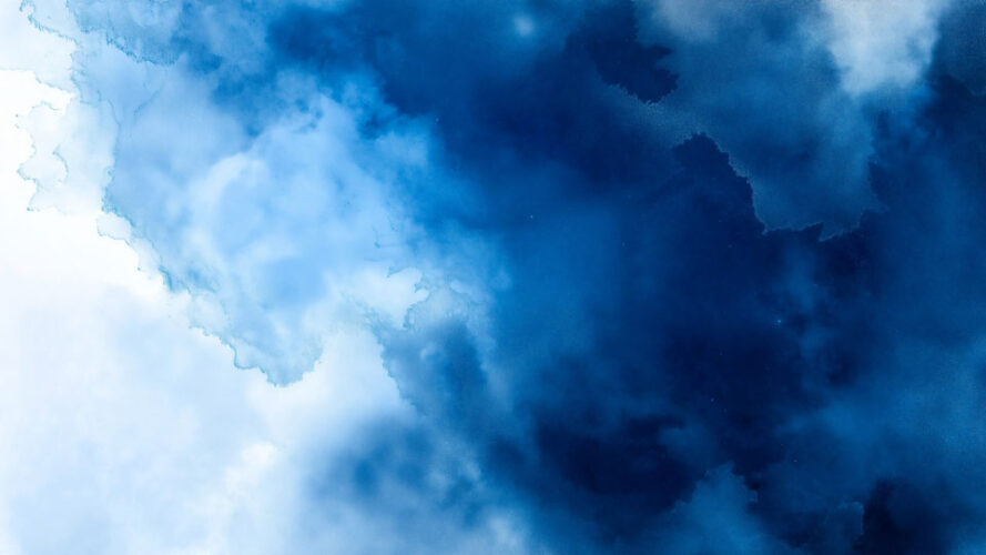 Abstract watercolor background with dark blue clouds